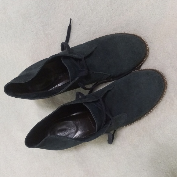 J. Crew MacAlister Dark Teal Suede Chukkas Wedge Booties NWOB - Picture 11 of 12